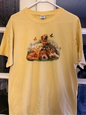 Hanes Yellow Pet Pile Graphic Tee